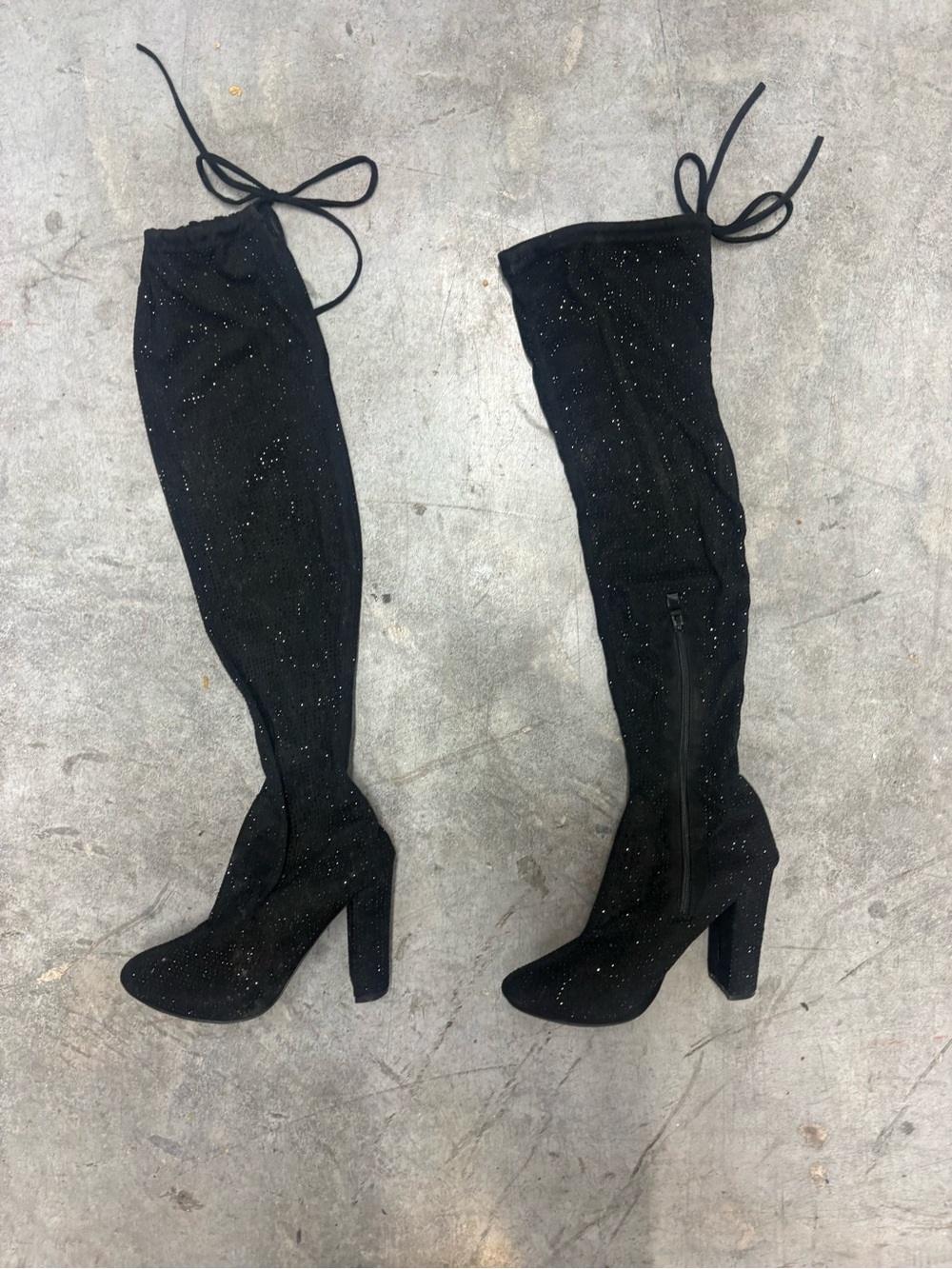 Sparkling and Heeled Knee High Boots
